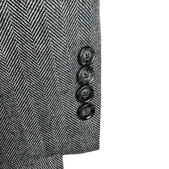 Saddlebred Mens 2 Button Herringbone Blazer 100% Lambswool Sport Coat Jacket 46R - Picture 4 of 8
